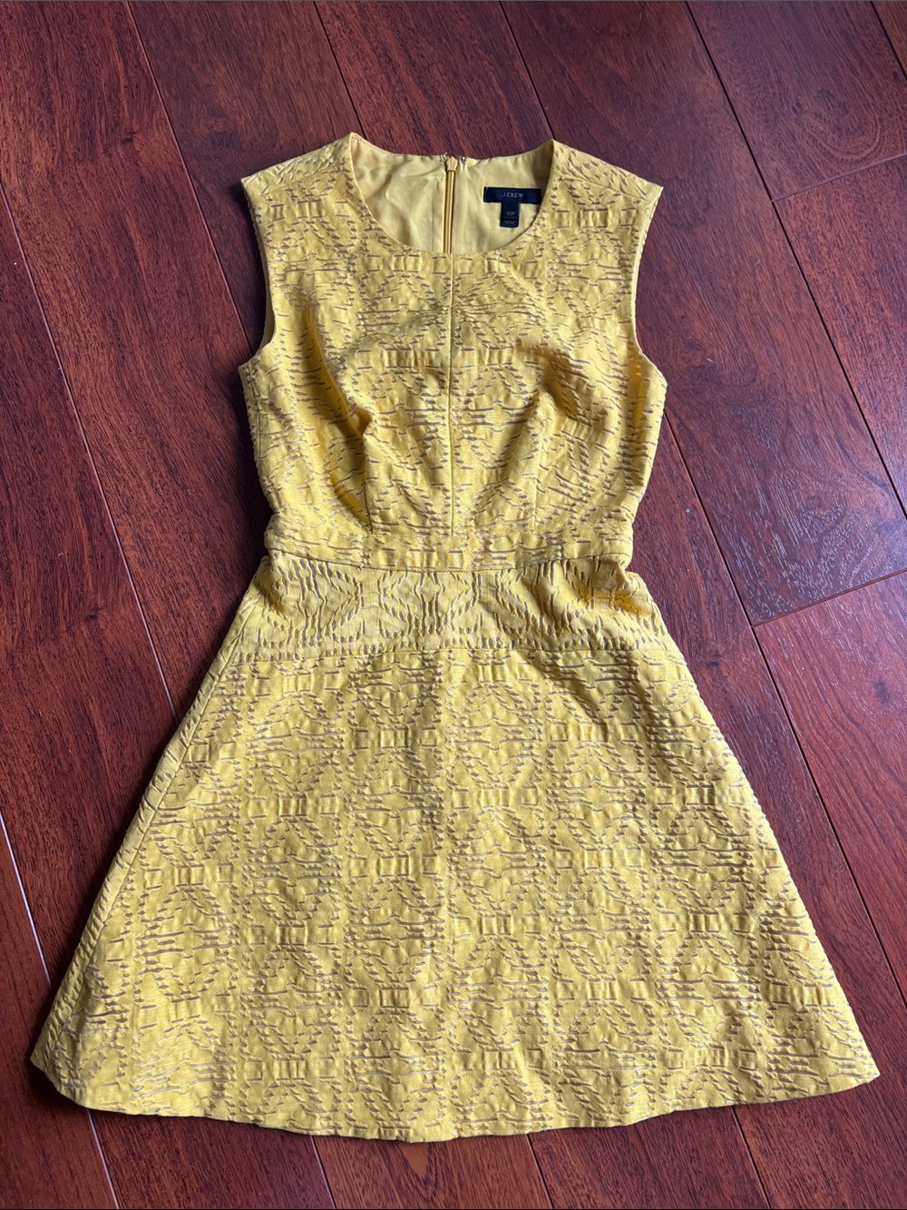 J Crew Yellow Textured Sleeveless Fit-and-Flare Dress